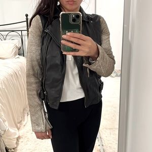 ALL SAINTS ORIGINAL 100% leather BLACK AND WHITE JACKET.